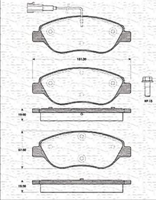 MAGNETI MARELLI 363702161162 -  Комплект тормозных колодок, дисковый тормоз